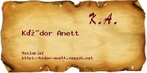 Kódor Anett névjegykártya