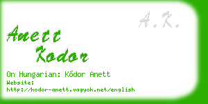 anett kodor business card