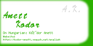 anett kodor business card